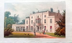 Wimbledon House. Home of Mrs Marryat. hand coloured aquatint architectural/London. From "The Repo...