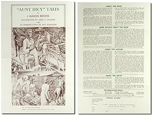 Order Form/ Poster For "Aunt Dicy" Tales by J. Mason Brewer, Illustrated by John T. Biggers