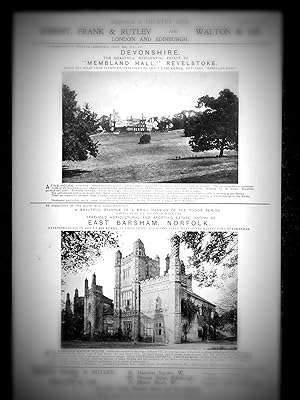 Membland Hall Revelstoke and East Barsham Norfolk, a full page property advertisement from 1914 C...