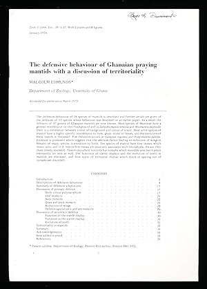 The defensive behaviour of Ghanaian praying mantids with a discussion of territoriality