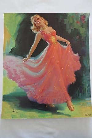 ART FRAHM VINTAGE PIN-UP LITHOGRAPH PRINT - STEPPING OUT - 11" X 13"
