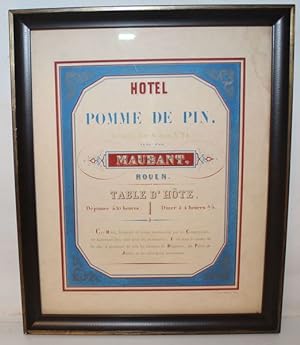 Hôtel de la Pomme de Pin. Grande Rue St Jean N°24 tenu par Maubant, Rouen. Table d'hôte. Déjeuner...
