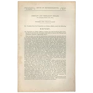 Choctaw and Chickasaw Indians. Report. for the Sale of Certain Stocks Held in Trust.