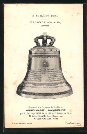 Ansichtskarte Maconge, Bapteme de la cloche, Anne-Marie, Jacqueline par S. Exc. Mgr. Petit