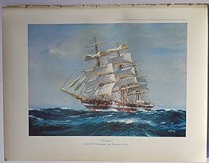 1938 Original Print Passenger & Emigrant Clipper Ship Piako