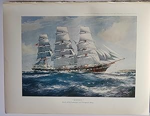 1938 Original Print Passenger & Emigrant Clipper Ship Rodney