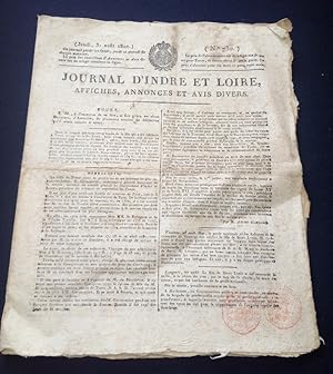 Journal d'Indre et Loire - Affiches , Annonces et Avis divers - 31 Aout 1820 - Numéro 730