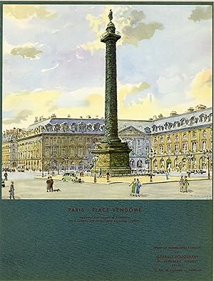 "PARIS PLACE VENDÔME" / Reproduction d'une Aquarelle de P. GRIGNON pour le Calendrier 1937 des Co...