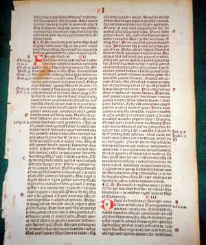 Paralipomenon (Things Omitted from the Bible) Leaf of 15th century printing from these "Chronicles"