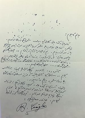 Autograph letter signed 'B. Çaglar', addressed to Turkish poetess Halide Nusret Zorlutuna, (1901-...