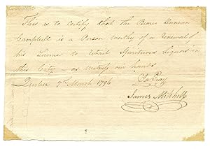 Testimonial for Duncan Campbell liquor licence