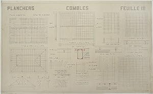 Original detailed architectural technical-drawing of the construction of archways, titled 'Planch...