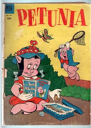 PETUNIA FOUR COLOR #463-1953-DELL-PETUNIA READS A PORKY COMIC BOOK ON THIS FR