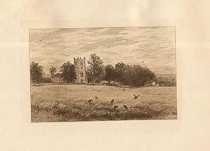 1888 Etching: Hayslope Church (from George Eliot's Adam Bede)