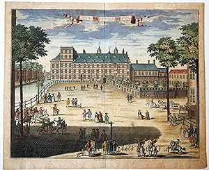 [Antique print, handcolored etching] 't BUITEN-HOF (Buitenhof Den Haag), published ca. 1735.