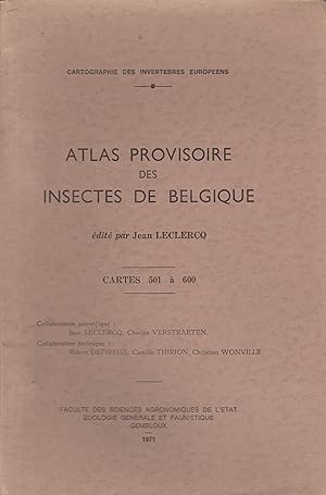 ATLAS PROVISOIRE DES INSECTES DE BELGIQUE- CARTES 501 A 601