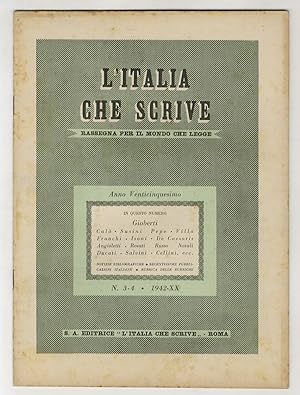 ITALIA (L') che scrive. Anno venticinquesimo. 1942. N. 1-2 [- n. 11-12]. [Annata completa].