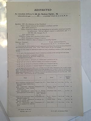 RESTRICTED list of World War II era men and women transfer orders.