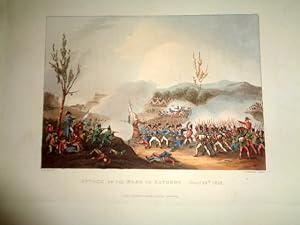 Attack on the Road to Bayonne. Dec 13th 1813. Hand Coloured Aquatint. Pub March 1st 1815.