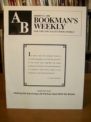 AB Bookman's Weekly for the Specialist Book World, August 31, 1998, Volume 102, Number 9