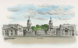 Sir Christopher Wren Old Naval College Thames London Painting Postcard