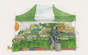 Vegetable Stall Inverness London Street Market Painting Postcard