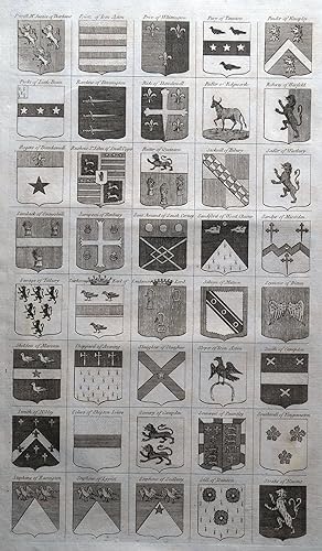 40 COATS OF ARMS, Heraldic Shields, Family Crests #1 original antique print 1768