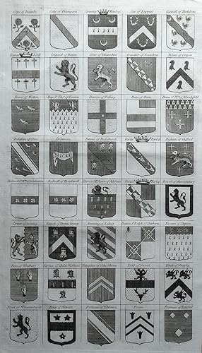 40 COATS OF ARMS, Heraldic Shields, Family Crests #8 original antique print 1768