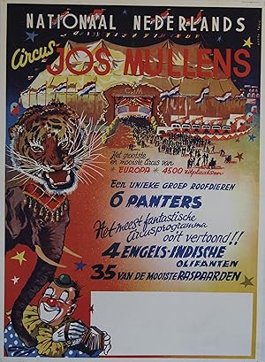 "CIRCUS JOS MULLENS" Affiche originale entoilée / Offset Hotty TANG (années 50)