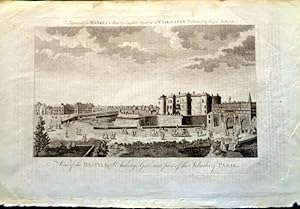 View Of The Bastille, St Anthony's Gate and Part of the Suburbs of Paris. Copper engraving c1787