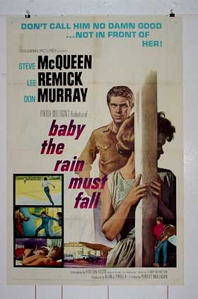 BABY THE RAIN MUST FALL-1965-STEVE MCQUEEN-ONE SHEET VG/FN