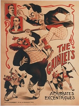 "THE GAINLEI'S: ACROBATES EXCENTRIQUES" Affiche originale entoilée / Litho AFFICHES A. DUPUIS Par...