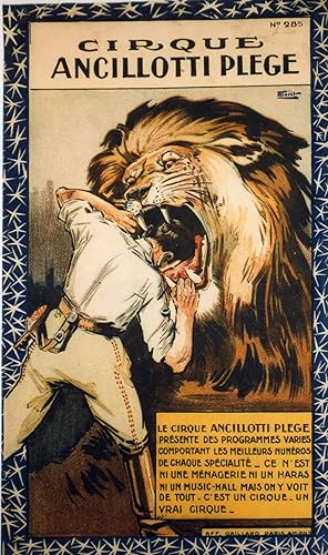 "CIRQUE ANCILLOTTI PLEGE" Affiche originale entoilée Litho par FLORIT / AFF. GAILLARD Paris Amien...