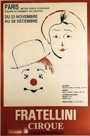 "FRATELLINI CIRQUE (ÉCOLE NATIONALE)" Affiche originale entoilée / Offset Imp. J. BEUTIER