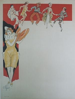 "CLOWNESSE AUX CIMBALES" Affiche avant-la-lettre originale entoilée / Litho par Ch. ROUSSEL / A&S...