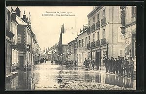 Ansichtskarte Auxonne, Inondation de Janvier 1910 - Rue Antoine-Masson