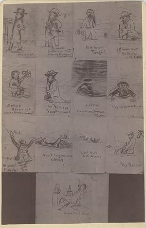 Cabinet Card Showing a Series of Comical Drawings of a Failed Mining Expedition