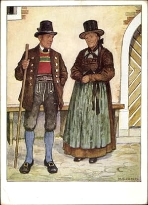 Künstler Ansichtskarte / Postkarte Fossel, Ostmärkische Volkstrachten, Salzburg, Pongau