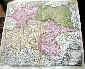 Archdukedom of Austria. (Archiducatus Austriae Inferioris) in 4 "quadrants". Hand Coloured map. c...