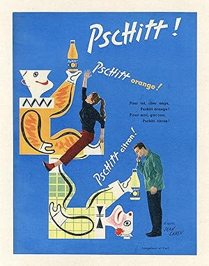 "PSCHITT" Annonce originale entoilée illustrée par Jean CARLU avec la participation de Brigitte B...