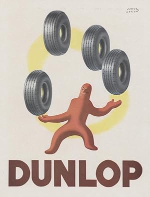 "DUNLOP" Annonce originale entoilée FRANCE ILLUSTRATION 1945 par Paul COLIN