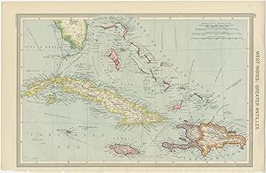 Antique Map of the West Indies by Philip & Son (c.1900)