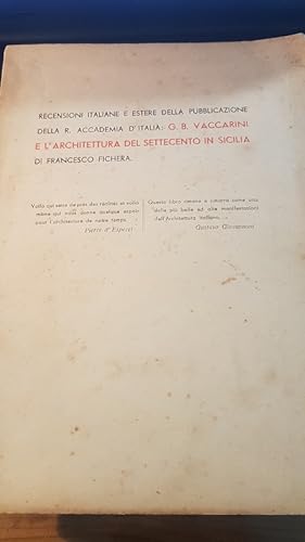 RECENSIONI ITALIANE E ESTERE DELLA PUBBLICAZIONE DELLA REALE ACCADEMIA VACCARINI E L'ARCHITETTURA...