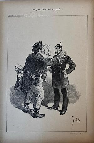 [Original lithograph/lithografie by Johan Braakensiek] Als John Bull iets weggeeft., 29 Juni 1890...