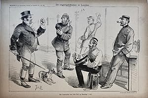 [Original lithograph/lithografie by Johan Braakensiek] De ongeregeldheden in Londen, 13 Juli 1890...