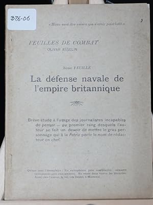 La défense navale de l'empire britannique, feuilles de combat, 2e feuille
