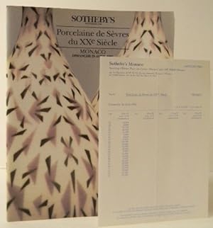 PORCELAINE DE SEVRES DU XXe SIECLE. Catalogue de la vente 26 Avril 1992 par Sotheby's Monaco dun...