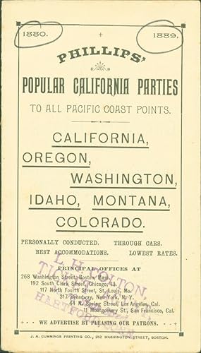 Phillips' Popular California Parties to All Pacific Coast Points. California, Oregon, Washington,...