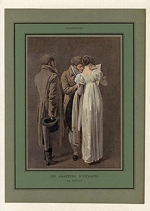 "Louis Léopold BOILLY : Les Amateurs d'estampes" / Litho originale entoilée publiée dans L'ILLUST...