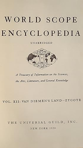 World Scope Encyclopedia Vol XII Van Diemen's Land - Zygote; Atlas A Treasury of Information on t...